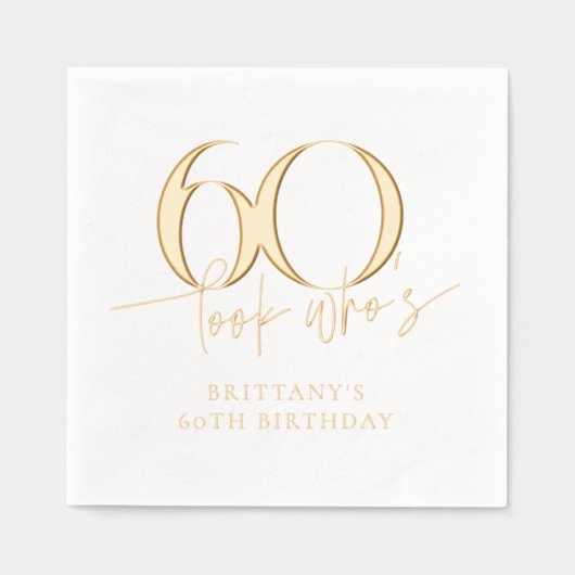 Kijk wie 60 grappige eenvoudige 60e verjaardag is folie servetten (Voorkant)