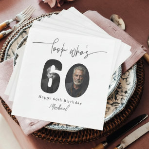 Kijk wie 60 is Aangepaste foto verjaardagsfeest se Servet