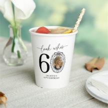 Kijk wie 60 is! Foto 60e verjaardag papieren beker