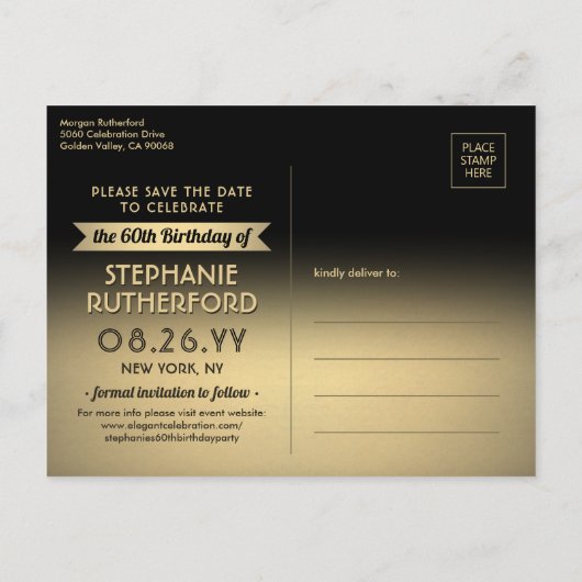 Kijk wie 60 verjaardagsfeestje bewaart de datum 2  aankondigingskaart (Achterkant)