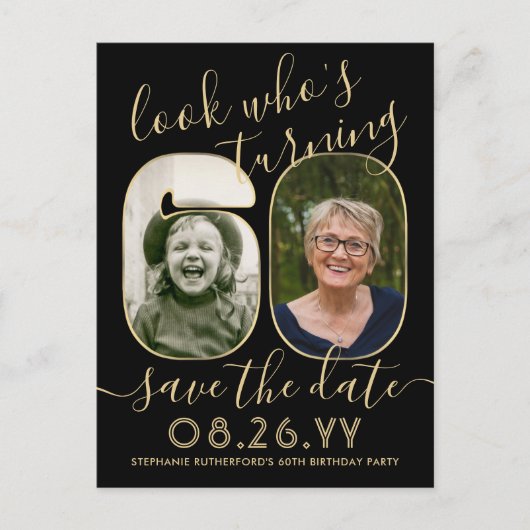 Kijk wie 60 verjaardagsfeestje bewaart de datum 2  aankondigingskaart (Voorkant)