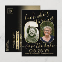 Kijk wie 60 Verjaardagsfeestje Save The Date 2 Fot