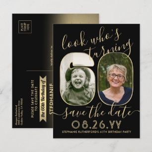 Kijk wie 60 Verjaardagsfeestje Save The Date 2 Fot Aankondigingskaart