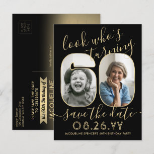 Kijk wie 60 Verjaardagsfeestje Save The Date 2 Fot Aankondigingskaart