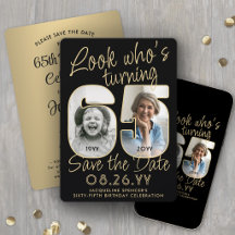 Kijk wie 65 is Zwart & Goud 2 Foto Verjaardagsfees