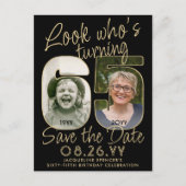 Kijk wie 65 verjaardagsfeestje bewaart de datum 2  aankondigingskaart (Voorkant)