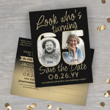 Kijk wie 65 verjaardagsfeestje save the date 2 fot