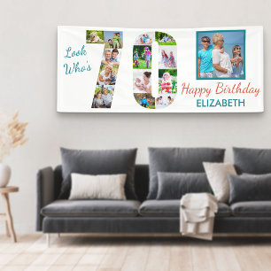 Kijk wie 70 is Foto Collage 70ste verjaardagsfeest Spandoek
