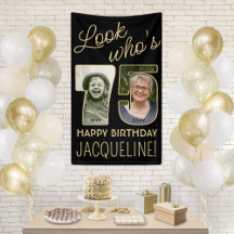 Kijk wie 75 is Zwarte & Gouden 2 Foto Verjaardagsf