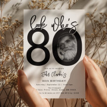 Kijk wie 80 is | Foto 80ste verjaardagsuitnodiging