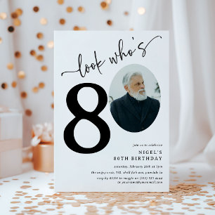 Kijk wie 80 is! Modern Foto 80ste verjaardag Kaart