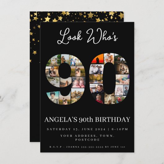 kijk wie 90 is Aanpasbare Fotosamenstelling  Kaart (Voorkant / Achterkant)