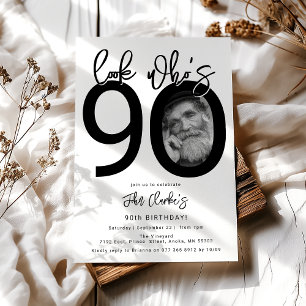 Kijk wie 90 is Foto 90ste verjaardagsuitnodiging Kaart