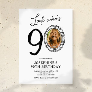 Kijk wie 90 is Foto Volwassene Verjaardag Kaart
