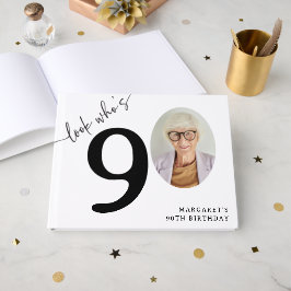 Kijk wie 90 is! Modern Foto 90e Verjaardag Gastenboek
