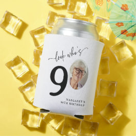 Kijk wie 90 is! Modern Foto 90ste Verjaardag Blikjeskoeler