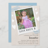 Kijk wie de uitnodigingen voor de tweede verjaarda (Voorkant / Achterkant)