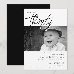 Kijk wie dertig is Grappige baby foto verjaardag Kaart