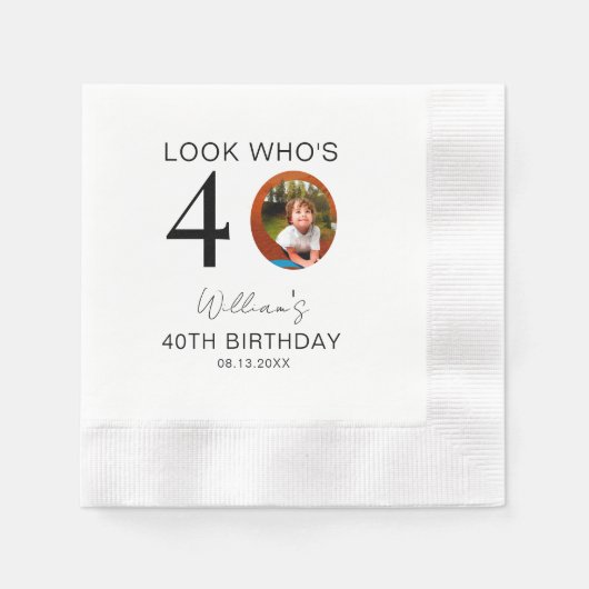 Kijk wie er 10e 20e 30e 40e 50e 60e verjaardag is servet (Voorkant)