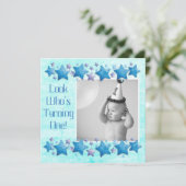 Kijk wie er 1 wordt, eerste verjaardagsuitnodiging kaart (Staand voorkant)