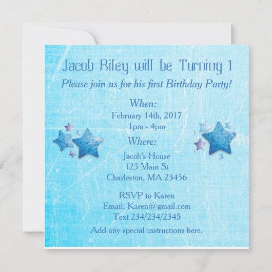 Kijk wie er 1 wordt, eerste verjaardagsuitnodiging kaart (Achterkant)