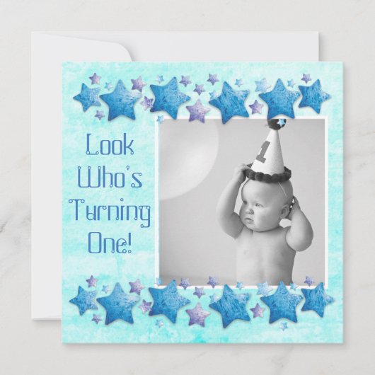 Kijk wie er 1 wordt, eerste verjaardagsuitnodiging kaart (Voorkant)