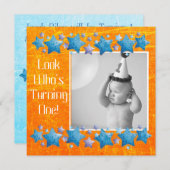 Kijk wie er 1 wordt, eerste verjaardagsuitnodiging kaart (Voorkant / Achterkant)