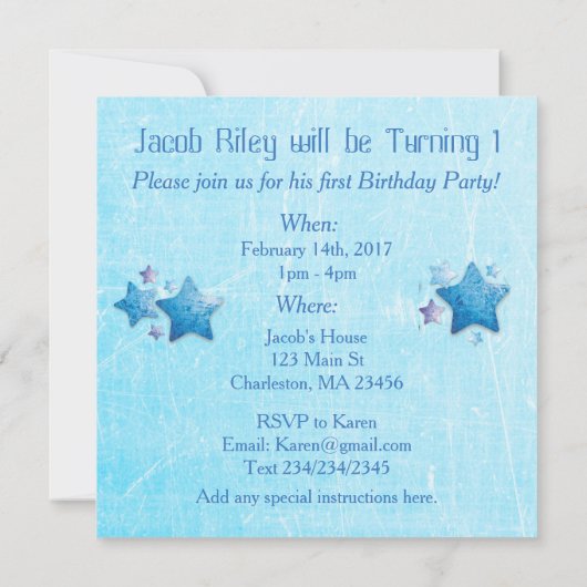 Kijk wie er 1 wordt, eerste verjaardagsuitnodiging kaart (Achterkant)