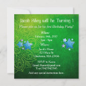 Kijk wie er 1 wordt, eerste verjaardagsuitnodiging kaart (Achterkant)