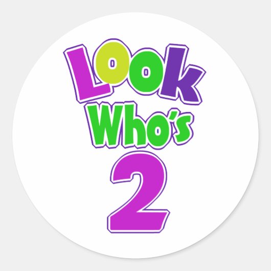 Kijk wie er 2 is ronde sticker (Voorkant)