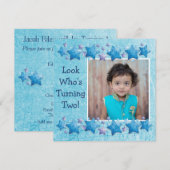 Kijk wie er 2 wordt, eerste verjaardagsuitnodiging kaart (Voorkant / Achterkant)