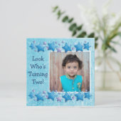 Kijk wie er 2 wordt, eerste verjaardagsuitnodiging kaart (Staand voorkant)