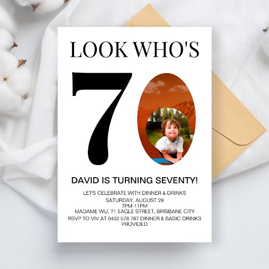 Kijk wie er 30e 40e 50e 60e 70e verjaardagsfeestje kaart
