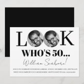 Kijk wie er 50, 50ste keer wordt uitgenodigd met f kaart (Voorkant / Achterkant)