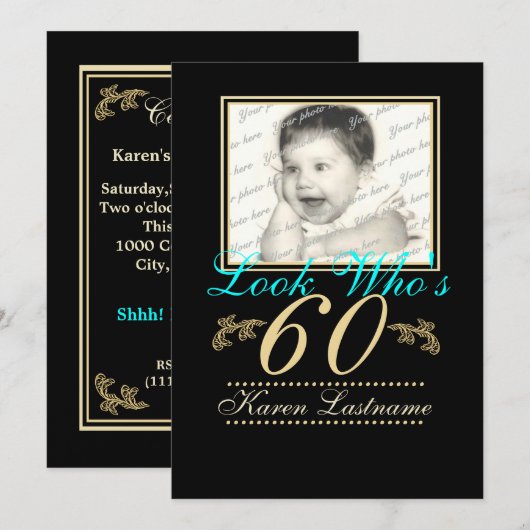 Kijk wie er 60 is Foto Kaart (Voorkant / Achterkant)