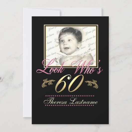 Kijk wie er 60 is Foto Kaart (Voorkant)