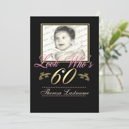 Kijk wie er 60 is Foto Kaart (Staand voorkant)