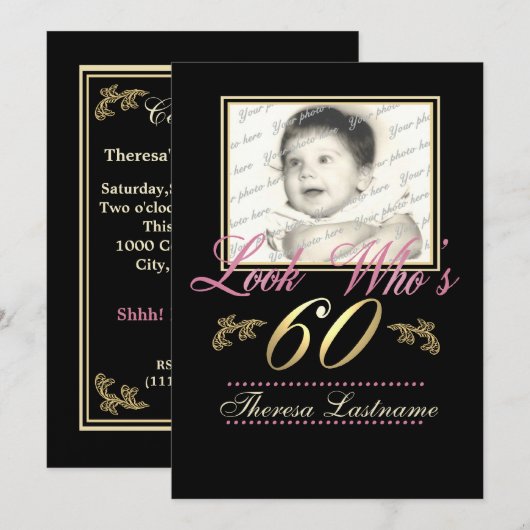 Kijk wie er 60 is Foto Kaart (Voorkant / Achterkant)