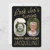 Kijk wie er 60 is Zwart & Goud Verjaardagsfeestje  Kaart (Voorkant)