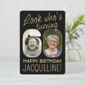 Kijk wie er 60 is Zwart & Goud Verjaardagsfeestje  Kaart (Staand voorkant)