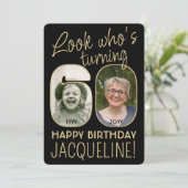 Kijk wie er 60 is Zwart & Goud Verjaardagsfeestje  Kaart (Staand voorkant)