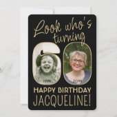 Kijk wie er 60 is Zwart & Goud Verjaardagsfeestje  Kaart (Voorkant)