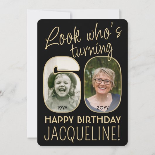 Kijk wie er 60 is Zwart & Goud Verjaardagsfeestje  Kaart (Voorkant)