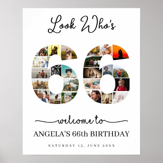 kijk wie er 66 Photo Collage party teken is Poster (Voorkant)
