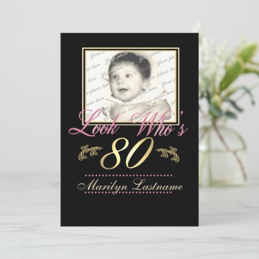 Kijk wie er 80 is Foto Kaart (Staand voorkant)