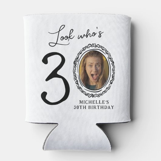 Kijk wie er dertig is Foto 30e verjaardag Blikjeskoeler (Achterkant)