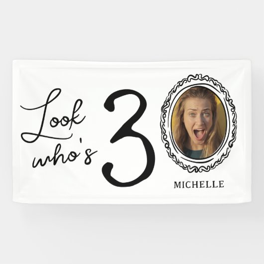 Kijk wie er dertig is Foto 30e verjaardag Spandoek (Horizontaal)