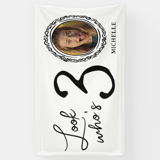 Kijk wie er dertig is Foto 30e verjaardag Spandoek (Verticaal)