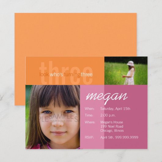 kijk wie er drie wordt · Verjaardagsuitnodiging Uitnodiging Briefkaart (Voorkant / Achterkant)