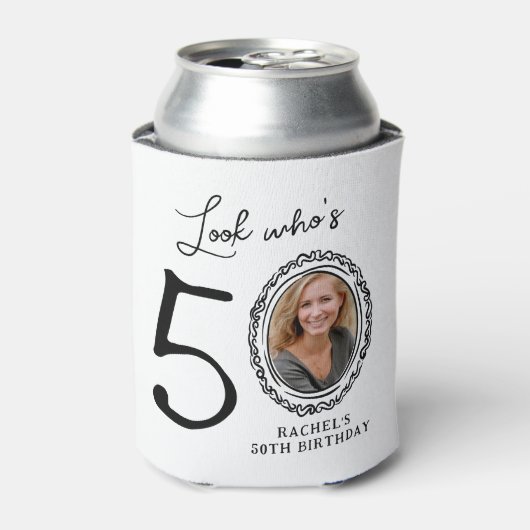 Kijk wie er vijftig is Foto 50e verjaardag Blikjeskoeler (Blikje Voorkant)